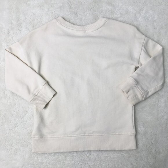 Hanna Andersson Little Girl Off White Floral Sweatshirt Top Size 4 Embroidered - Picture 9 of 12